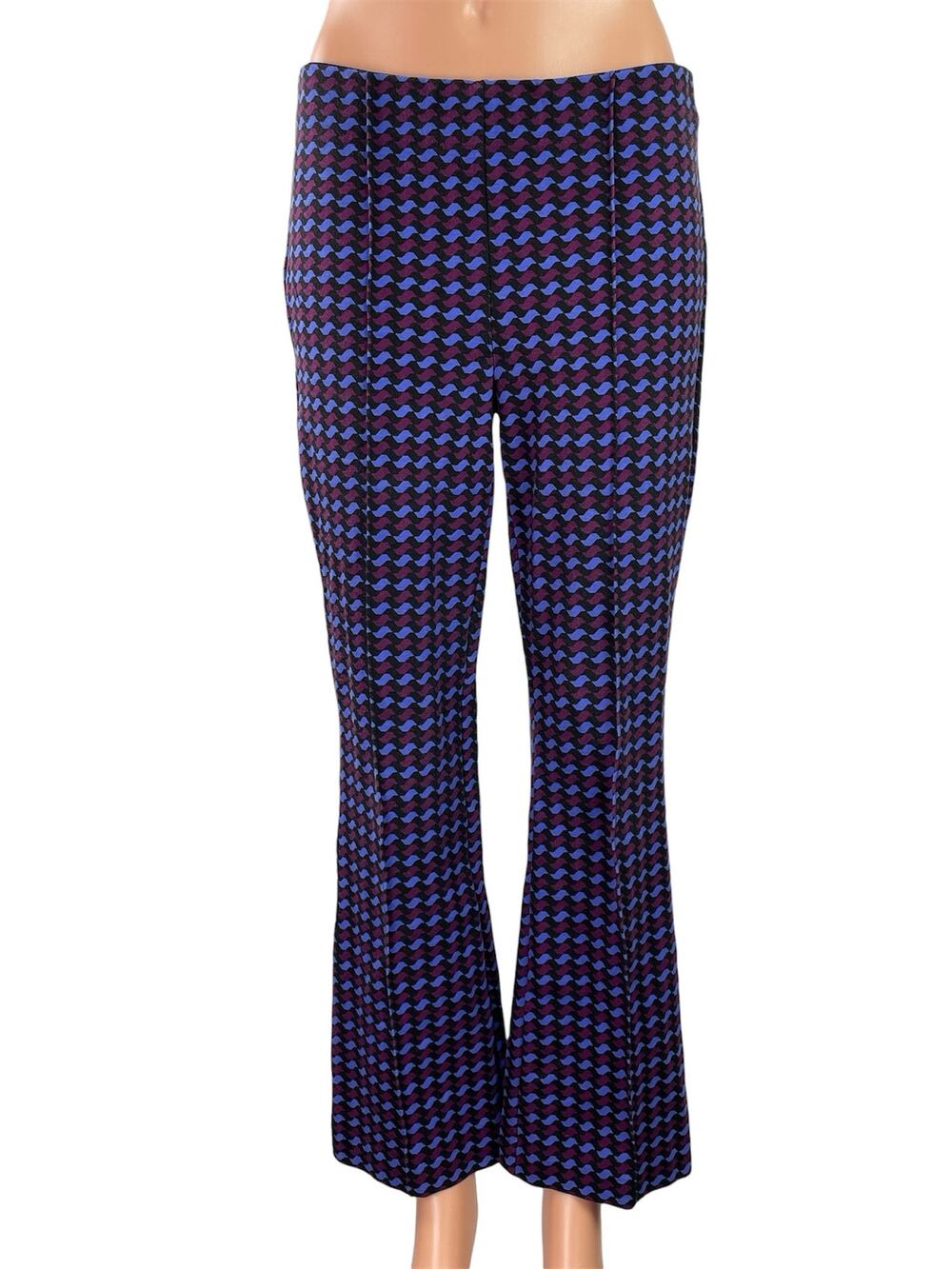 Anthropologie Maeve The Margot Kick Flare Geometric Crop Trousers Pants Size S